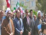 با حضور محمد حسین مداحی معاون  سیاسی، امنیتی، اجتماعی فرماندار در شهر باغستان راهپیمایی روز جهانی قدس برگزار شد