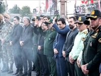 بدرقه زائران مراسم وداع و تشییع قائد و رهبر شهید انقلاب اسلامی در شهریار با حضور فرماندار شهرستان شهریار